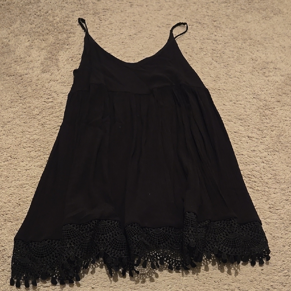Black Dress with Crochet Hem